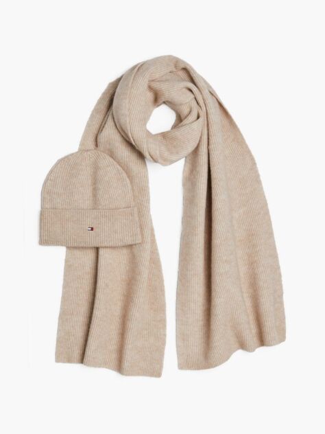 Beige Flag Beanie And Scarf Gift Set  Women