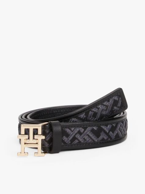 Black Modern TH Monogram Jacquard Belt  Women