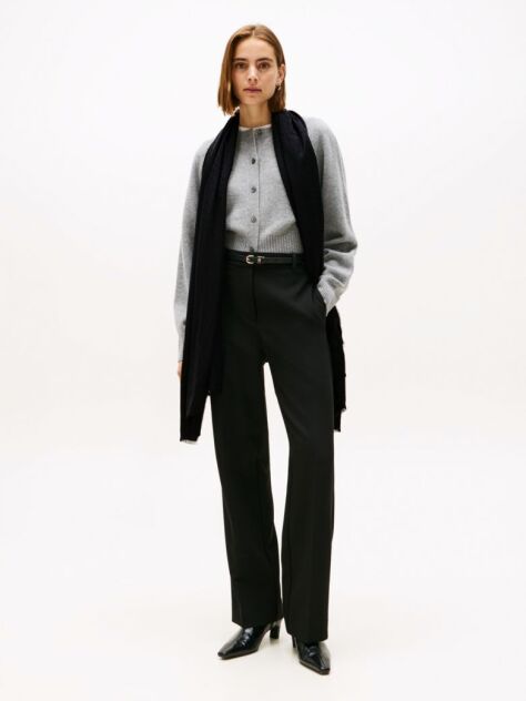Black TH Monogram Frayed Scarf  Women