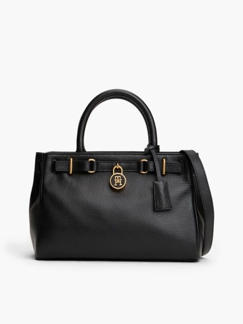 Black The American Icon Leather Crossbody Mini Tote Bag  Women