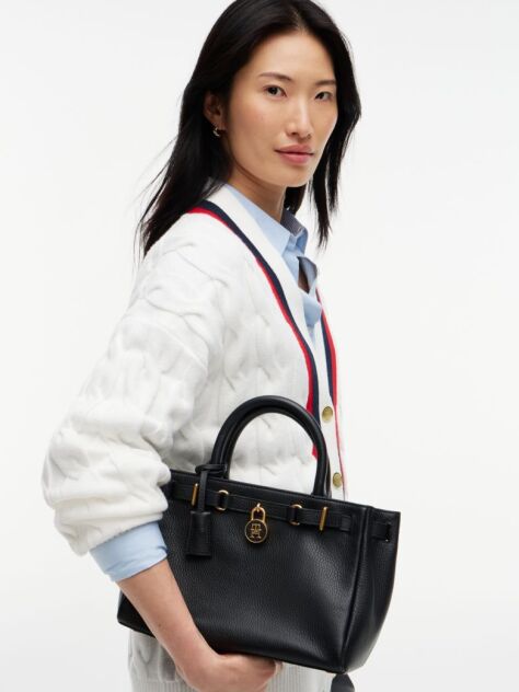 Black The American Icon Leather Crossbody Mini Tote Bag  Women