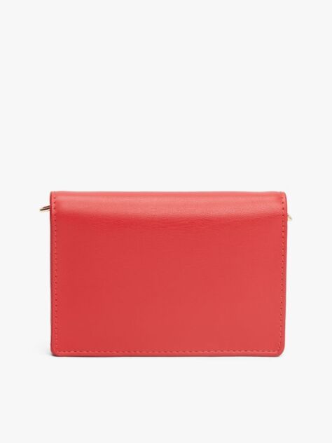 Red Hilfiger Icon Card Wallet With Chain  Women