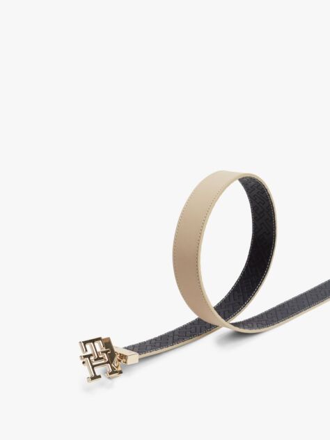 Multi TH Monogram Buckle Reversible Leather Belt  Women