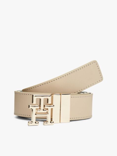 Multi TH Monogram Buckle Reversible Leather Belt  Women