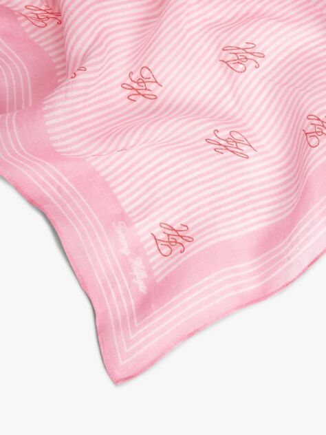 Pink Pure Linen Repeat Logo Square Scarf  Women