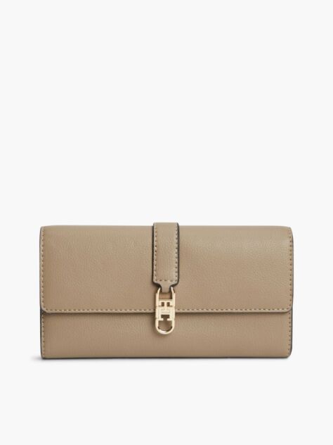 Beige TH Monogram Flap Wallet  Women