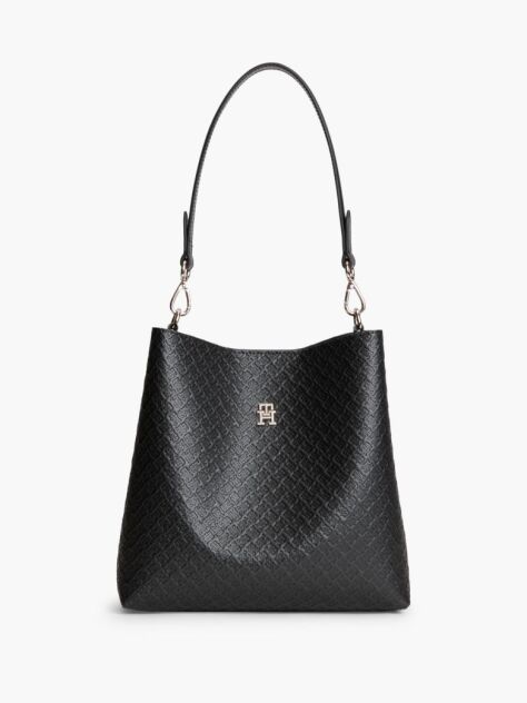 Black Hilfiger Icon Debossed Shoulder Bag  Women