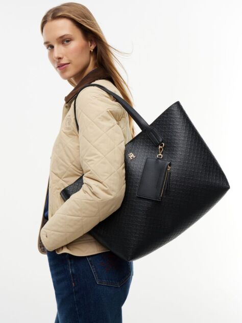 Black Hilfiger Icon Coin Purse Tote Bag  Women