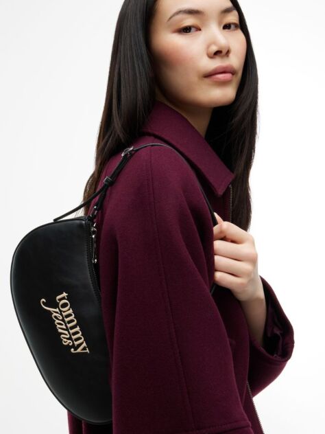 Black Essential Contrast Logo Shoulder Bag  Women