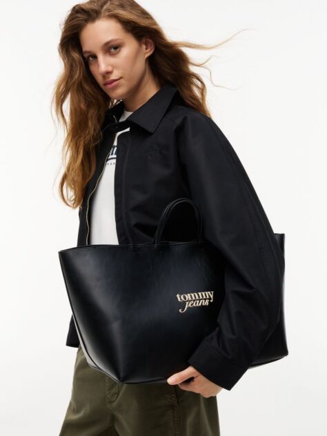 Black Essential Contrast Logo Tote Bag  Women
