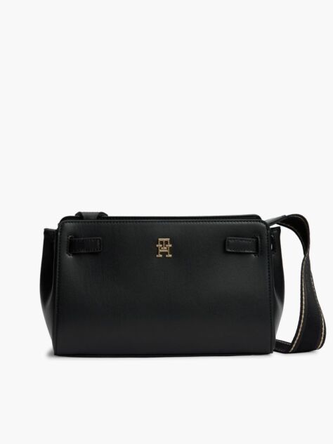Black Webbing Strap TH Monogram Crossbody Bag  Women