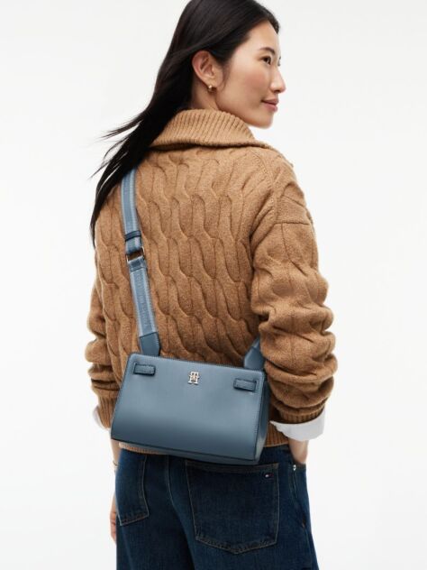 Blue Webbing Strap TH Monogram Crossbody Bag  Women