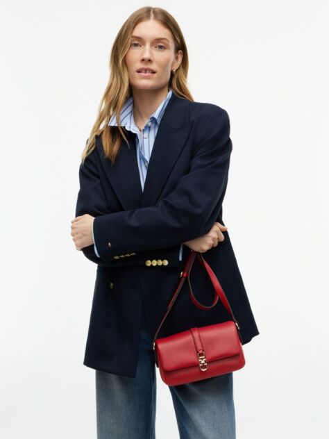 Red TH Monogram Flap Closure Crossbody Bag  Women