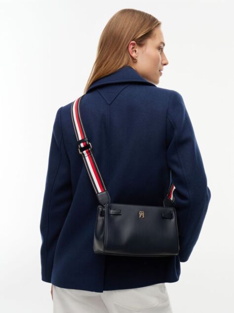 Blue Global Stripe Webbing Strap Crossbody Bag  Women