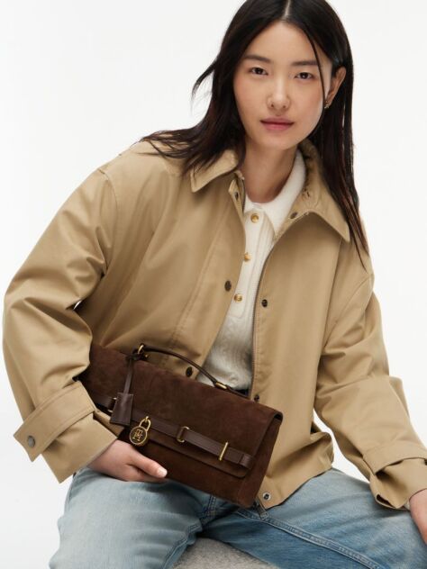 Brown The American Icon Suede Clutch  Women