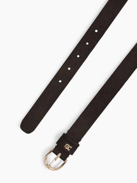 Brown Essential Rounded Buckle Suede Belt  Women