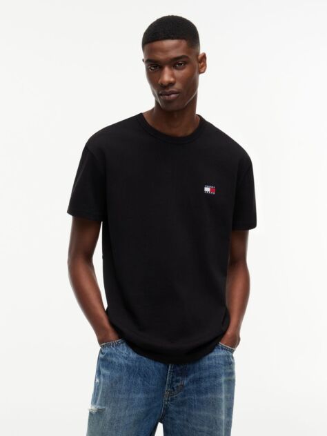 Μαύρο T-Shirt Με Σήμα Tommy Και Κανονική Λαιμόκοψη  Άνδρες
