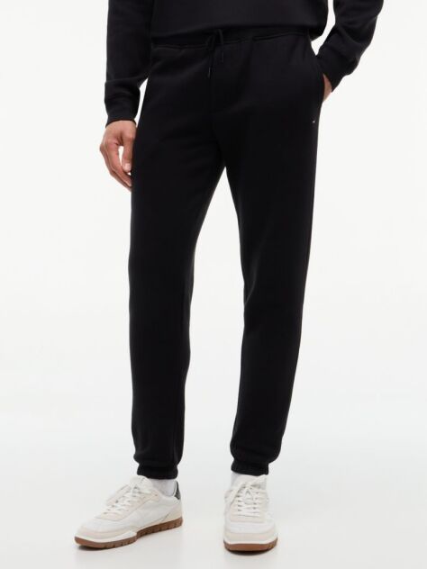Black Tommy Flag Embroidery Cuffed Slim Joggers  Men