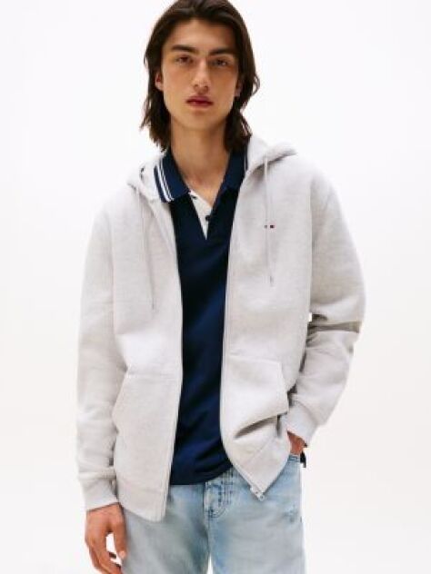 Γκρι Hoody Με Φερμουάρ Και Κανονική Γραμμή  Άνδρες