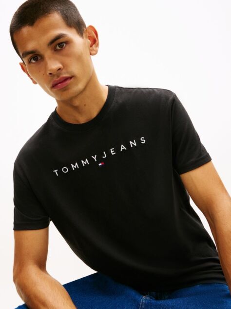 Black Regular Logo Embroidery T-Shirt  Men