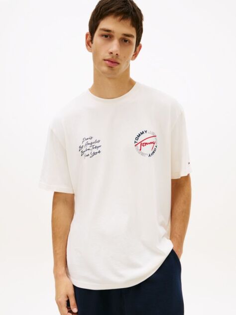 Μπεζ Άνετο T-Shirt Με Πίσω Λογότυπο  Άνδρες
