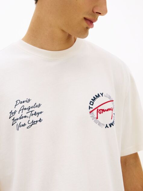 Μπεζ Άνετο T-Shirt Με Πίσω Λογότυπο  Άνδρες