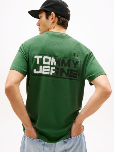 Πράσινο Άνετο Βαμβακερό T-Shirt Με Πίσω Λογότυπο  Άνδρες
