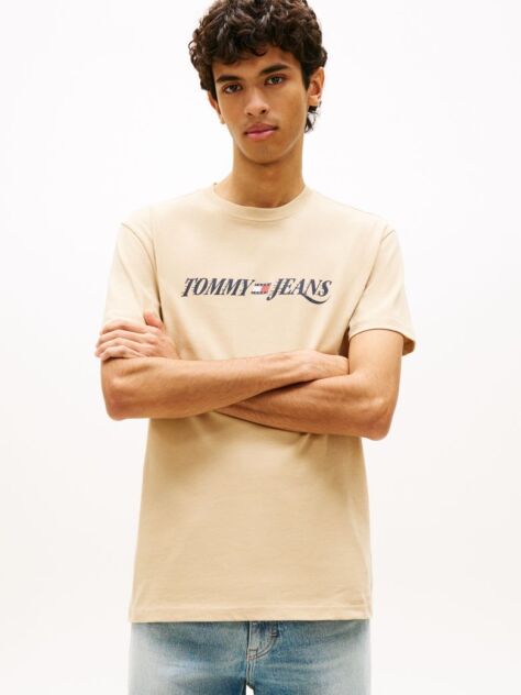 Beige Logo Crew Neck Jersey T-Shirt  Men