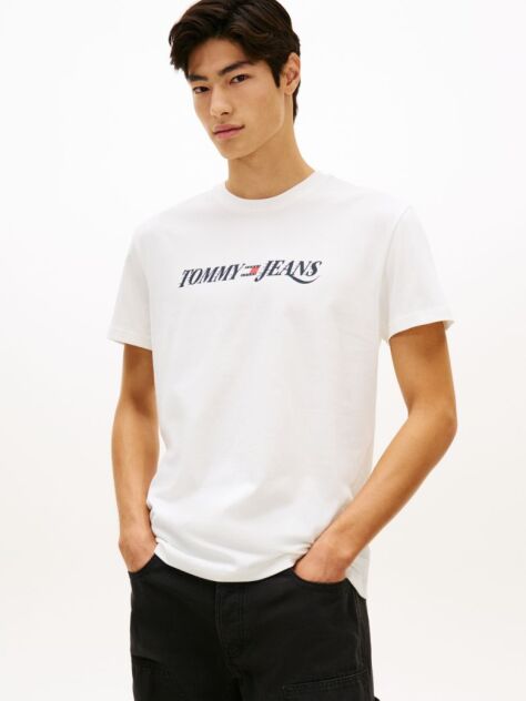 Άσπρο T-Shirt Με Κλασική Λαιμόκοψη Και Λογότυπο  Άνδρες