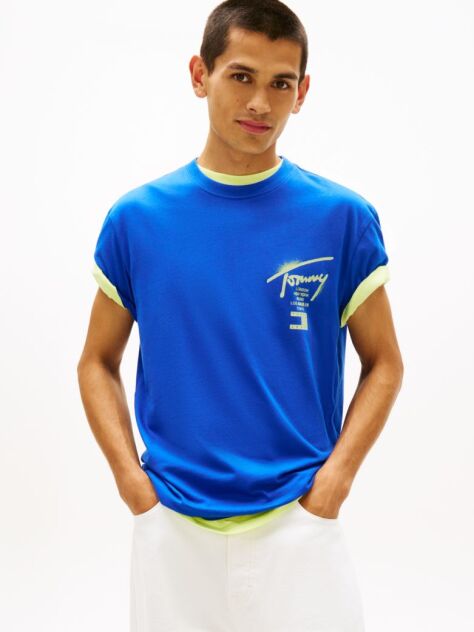 Μπλε T-Shirt Με Signature Πίσω Λογότυπο  Άνδρες