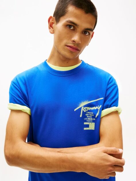 Μπλε T-Shirt Με Signature Πίσω Λογότυπο  Άνδρες