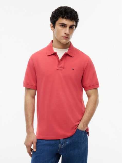Red Hilfiger Flag Regular Fit Pique Polo Shirt  Men