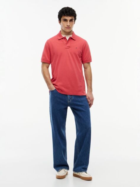 Red Hilfiger Flag Regular Fit Pique Polo Shirt  Men