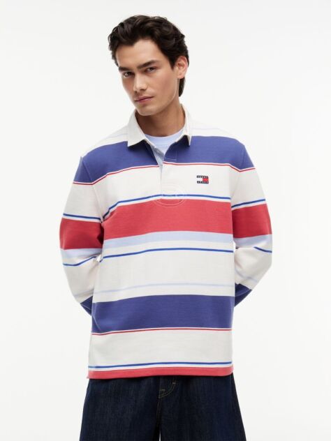 Multi Relaxed Fit Mixed Stripe Rugby Shirt  Men