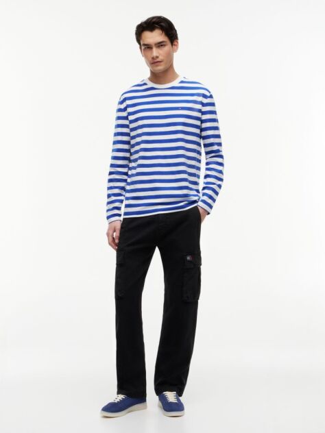 Multi Tommy Flag Stripe Long Sleeve T-Shirt  Men