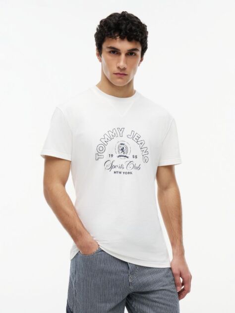 Άσπρο T-Shirt Με Εφέ Peached Και Λογότυπο  Άνδρες