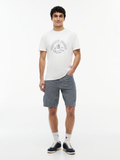 Άσπρο T-Shirt Με Εφέ Peached Και Λογότυπο  Άνδρες