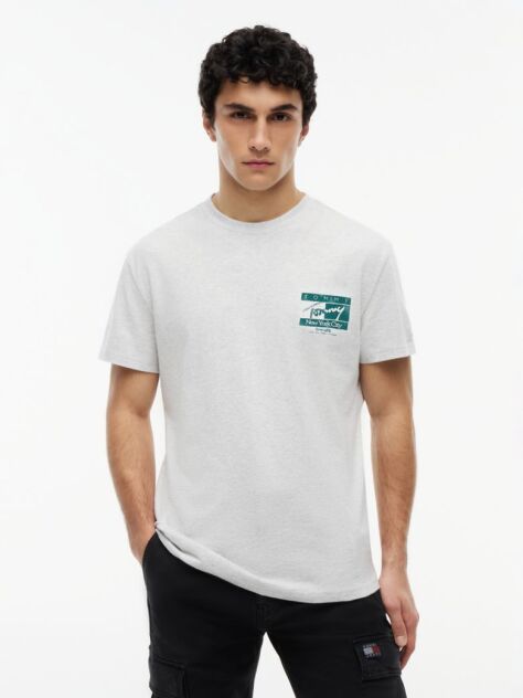 Grey Signature Logo Peached Jersey T-Shirt  Men