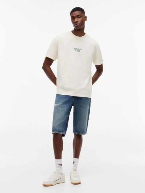 Μπεζ T-Shirt Σε Άνετη Γραμμή Με Σχέδιο Στην Πλάτη  Άνδρες