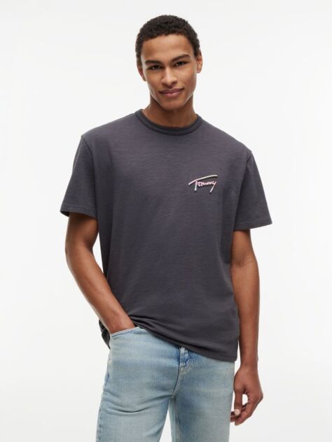 Γκρι T-Shirt Σε Άνετη Γραμμή Με Υφή Και Σχέδιο Στην Πλάτη  Άνδρες