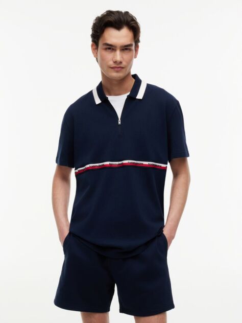 Blue Relaxed Fit Global Stripe Polo Shirt  Men