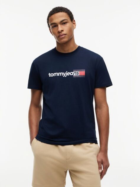 Μπλε Βαμβακερό T-Shirt  Άνδρες