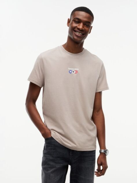 Brown Logo Graphic Slim Crew Neck T-Shirt  Men