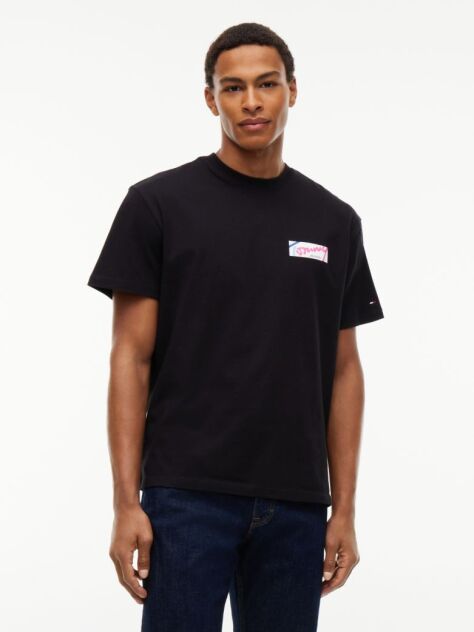 Black Signature Logo Relaxed Jersey T-Shirt  Men