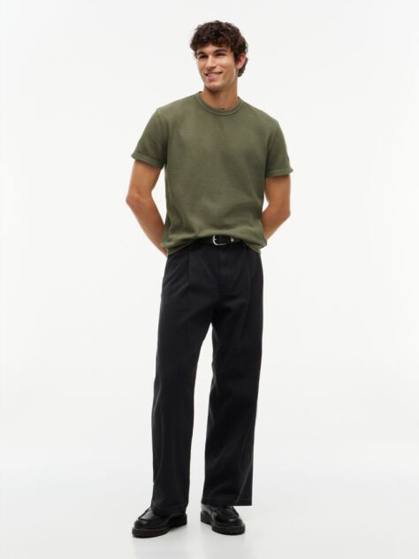 Green Washed Ottoman Waffle Knit T-Shirt  Men