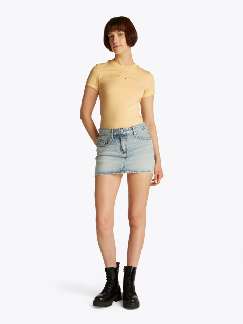 Κίτρινο T-Shirt Σε Slim Γραμμή Με Tonal Λογότυπο  Γυναίκες