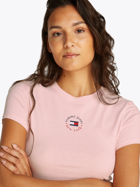 Ροζ Essential T-Shirt Με Λογότυπο Σε Slim Γραμμή  Γυναίκες