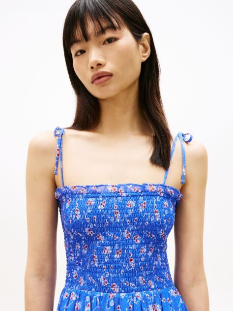 Blue Floral Print Chiffon Wrap Maxi Dress  Women