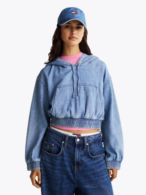 Denim Denim Hoody Με Cropped Μήκος  Γυναίκες