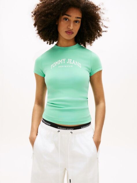Μπλε Slim T-Shirt Με Κλασική Λαιμόκοψη Και Λογότυπο  Γυναίκες